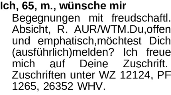 Nwz kleinanzeigen er sucht sie