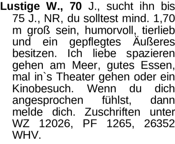 Lustige anzeige sie sucht ihn